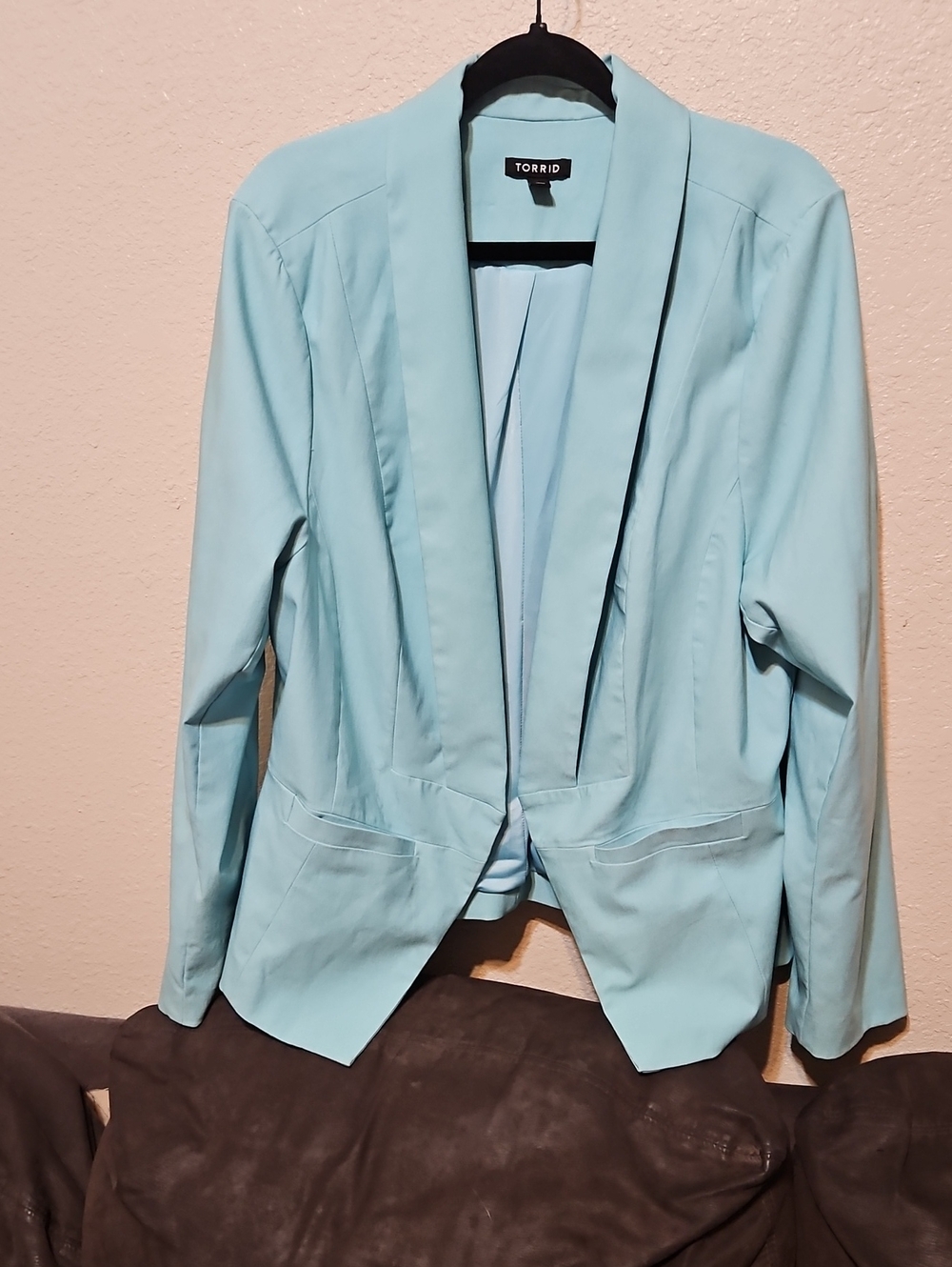 torrid Aqua Open-Front Draped Blazer